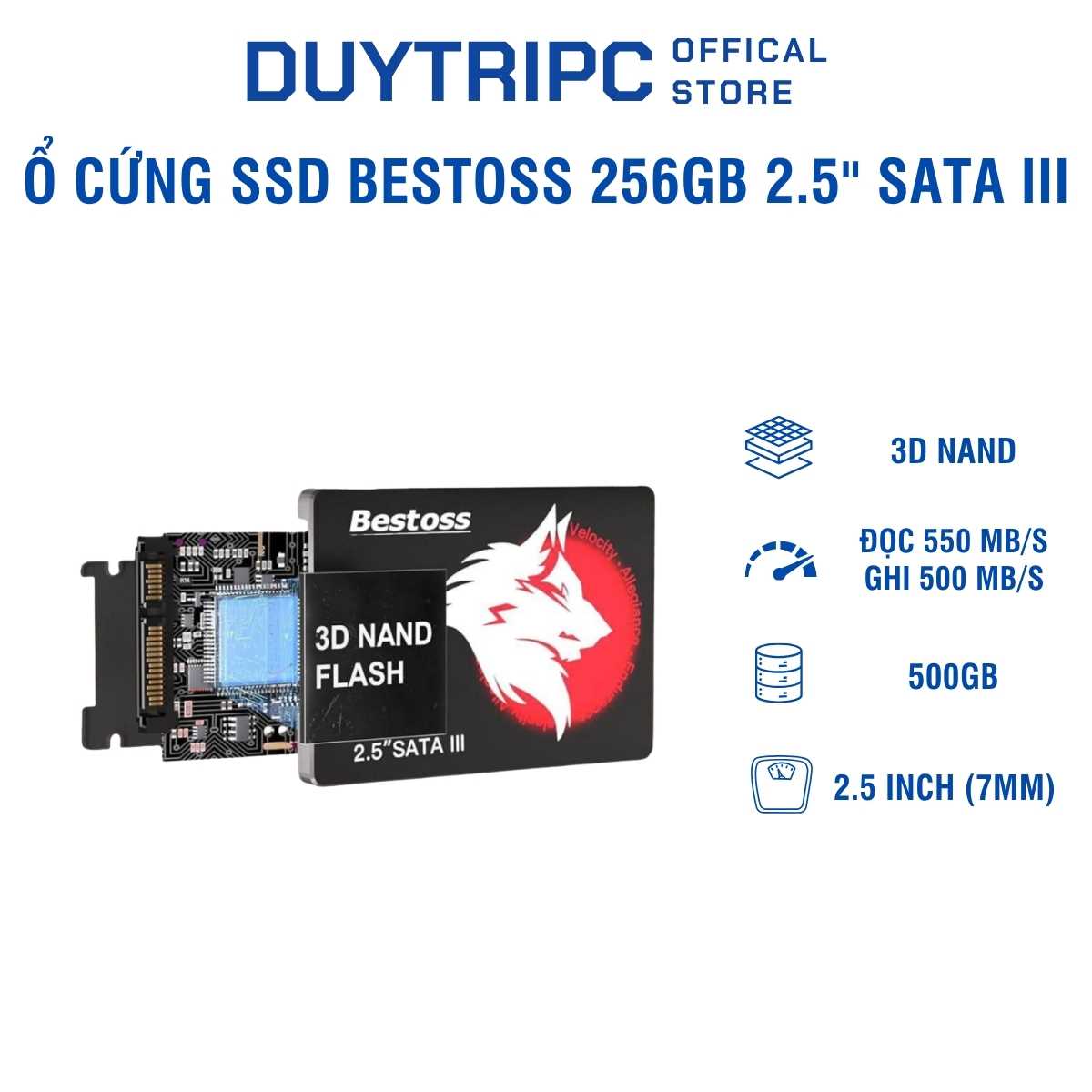 Ổ cứng SSD Bestoss 256GB 2.5" Sata III | Tốc độ cao, Dung lượng tối ưu | Chính hãng